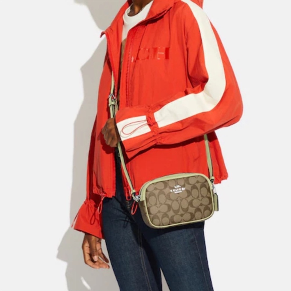 NEW! COACH Mini Jamie Camera Bag In Signature Canvas - Silver/Khaki/Pale Lime - Picture 10 of 14